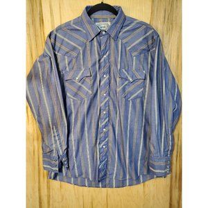 ATB Authentic Western Wear Long Sleeve Pearl Snap Shirt Sz 17 34/35 Vintage